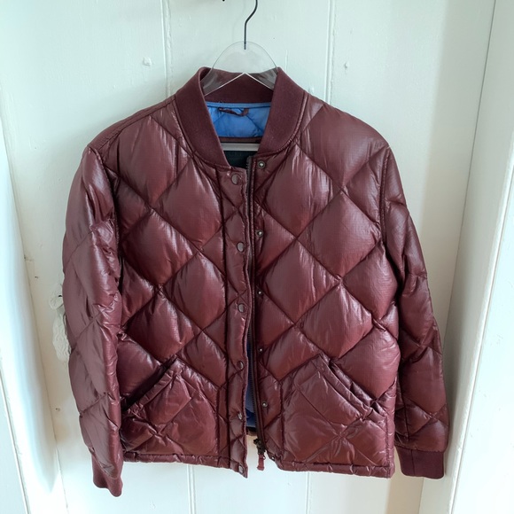 J.Crew Collection Shiny Maroon Puffer Bomber Jacket - Picture 1 of 8